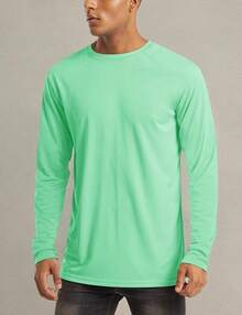 Men's Long Sleeve Shirts UPF 50+ UV Sun Protection Athletic Shirts For Hiking Running Workout Rash Guard-2025 - Beach Glass - View 11