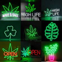 Grünes Blatt Neon-Schild, LED-leuchtendes Neon-Schild, USB-betriebenes Neon-Schild, Wanddekoration Stimmungslicht, grünes Blatt LED-Licht für Männerhöhle, Schlafzimmer, Wohnzimmer, Weihnachten, Geburtstag, Geschenk, Bar, Club, Café, Geschäft, Party, Fensterdekor, einstellbares Kunstblattlicht
