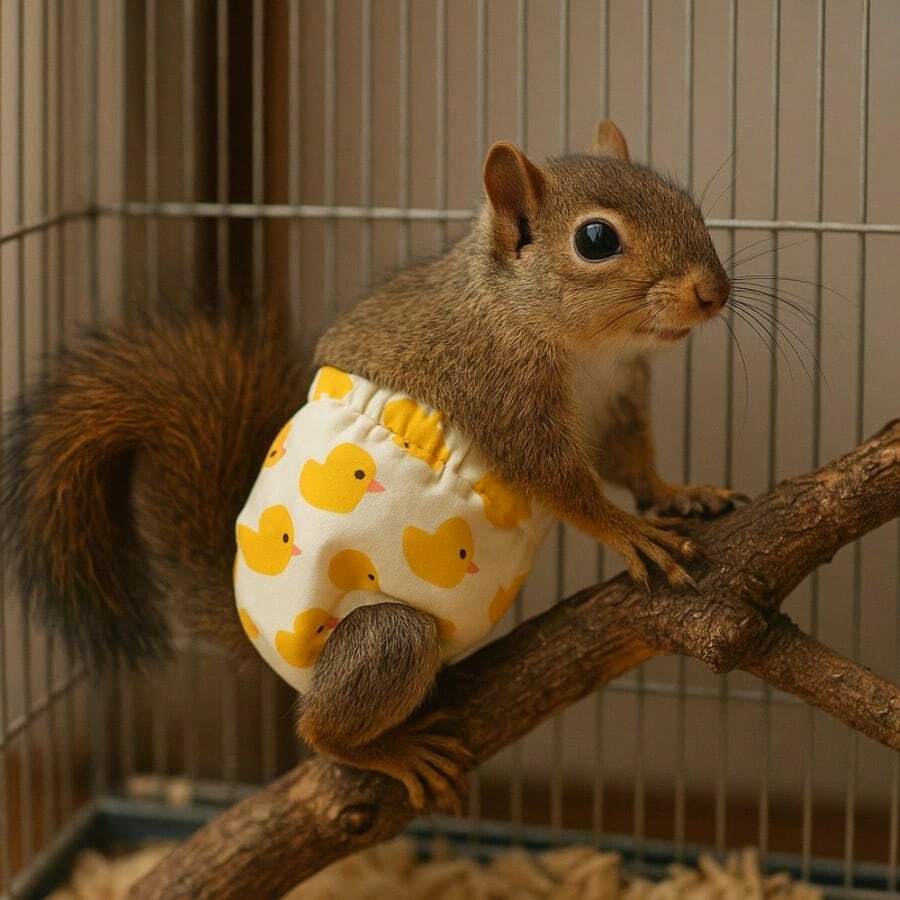 New Squirrel Pattern Reusable Baby Diaper Nappies, Absorbent Potty Training Pants For Small Pets, Outdoor Use - Multicolor - View 1