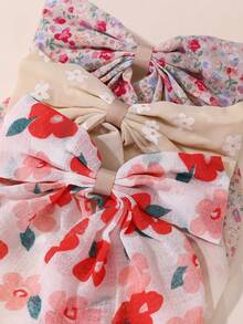 Set 3 buc. agrafe de păr cu fundă florală și margarete pentru fete