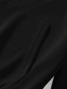 1pc Stylish Pattern Men's Plus Size Casual Hoodie Sweatshirt, Comfortable Fabric, Suitable For Casual Outings, Outdoor Travel, Home Leisure, Great Gift For Men, Spring/Autumn, Long Sleeve Top - Black - View 3