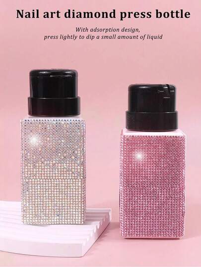 Bottiglia premi-diamanti per arte di unghie, bottiglia premi-tipo per rimozione unghie, bottiglia per acqua colorata, bottiglia premi-alcol per manicure, accessorio per manicure