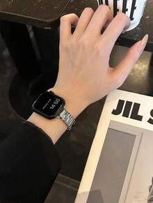 1pc Asymmetrical Metal Watchband Compatible With Apple Watch Band Apple Watch 42mm 38mm 40mm 41mm 44mm 45mm 46mm 49mm Fashion Smart Watch Replacement Apple Watch Strap For Series Ultra2 Ultra SE2 SE 10 9 8 7 6 5 4 3 2 1 For Men Women - Silver - View 2