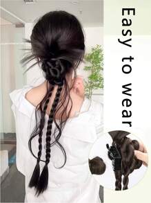 合成马尾辫、合成发髻马尾发片、爪夹发髻发夹、合成假发髻接发、女士日常佩戴发饰 - 彩色 - 查看 8