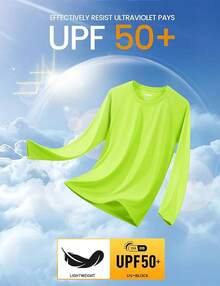 Men's Long Sleeve Shirts UPF 50+ UV Sun Protection Athletic Shirts For Hiking Running Workout Rash Guard-2025 - Fluorescent Green - View 11