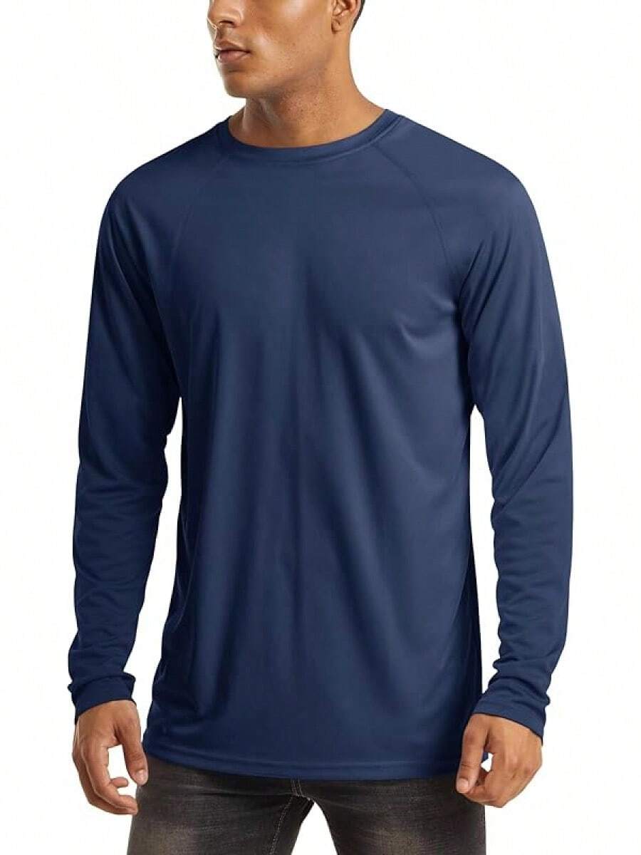 Men's Long Sleeve Shirts UPF 50+ UV Sun Protection Athletic Shirts For Hiking Running Workout Rash Guard-2025 - Navy - View 1