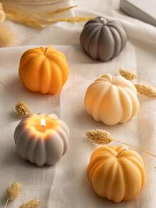 5 件感恩节南瓜蜡烛模具，秋季香味茶蜡烛模具，适用于蜡烛、芳香疗法、肥皂制作、家居装饰、节日派对、万圣节装饰（不含蜡烛） - 彩色 - 查看 7