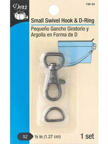 Dritz 728-33 Small Swivel Hook & D-Ring, Gunmetal, 1/2-Inch 1-Set