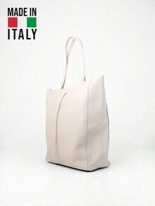 Women's Summer Tote Bag, Genuine Leather Made In Italy, Large Capacity For Your Everyday Use, Minimalist Style For Office And Daily Use - trắng - Xem 3
