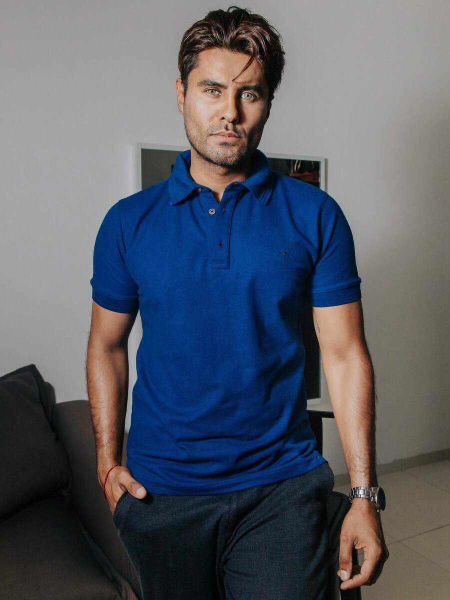 Playera Polo Hombre Casual Azul Oscuro Manga Corta Algodón Suave Cómoda Ligera Oficina Formal Informales Elegante