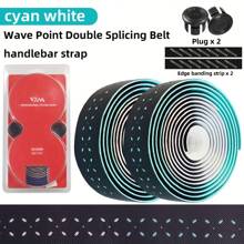 1 Par de Cinta de Manillar de Bicicleta de Carretera compuesta de EVA con Lunares, Transpirable, Negro, Superficie de Tela, Tela Impermeable, Absorción de Vibraciones, Absorción de Golpes de Bicicleta, con Embalaje de Manillar de Bicicleta de Carretera