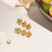 Uworld Women's Personalized Boho Style Starfish Shell Earrings 18K Gold-Plated Stainless Steel Waterproof Jewelry Designer