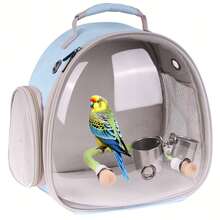 Small Bird Backpack Carrier Cage For Traveling, Backpack To Transport Backpack Carrier With Clamp 2 Cups Rope Stand Perch For Parakeet Cockatiel Budgies Vet Carry Book Bag,Fall Home Halloween Decor And Christmas Gift - Multicolor - View 7