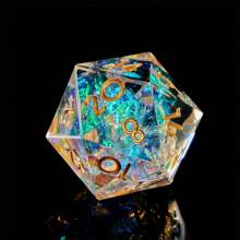 Dice Set - Resin Sharp Edge Handmade 7pcs Polyhedral RPG MTG D&D Dice With Gift Case (Yellow)