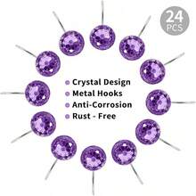 MitoVilla Purple Shower Curtain Hooks Rings, Metal Shower Hooks Shower Curtain Liner, Purple Rust Proof Shower Rings Curtain Accessories And Bathroom Shower Rod, 12 Pack Bathroom Set - Purple - View 5