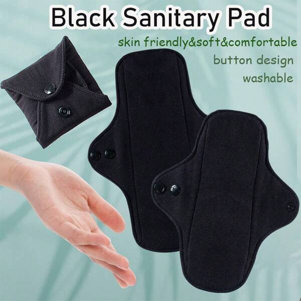 4/10 Pcs Reusable Sanitary Pads,Washable Cloth Menstrual Pads/Menstrual Towel/Sanitary Napkins Washable Black Sanitary Napkin Set Skin-Friendly Soft And Comfortable Snap Design Reusable Panty Liner Easy To Clean Multi-Pack Durable Replaceable Fashionable Breathable Foldable Convenient To Carry Menstrual Pads For Home, Outing, Fitness And Travel Suitable For Women In Menstruation
