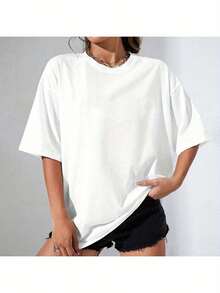 Women's Casual Round Neck Short Sleeve T-Shirt Featuring A Coral Heart Design, Perfect For Spring And Summer. This Casual And Friendly Style Top Is Breathable And Ideal For The Beach, Office, Or Everyday Wear. - White - View 3
