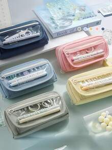 1 件多层大容量铅笔盒，简约设计，适合学生文具收纳、考试、课堂奖励、返校