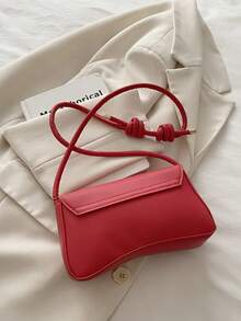 时尚纯色复古法棍简约腋下女士单肩包