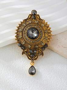 1 件优质水钻镶嵌复古宫廷风格锌合金胸针，时尚适合连衣裙、西装、背包、帽子，适合宴会、婚礼、派对、DIY 配饰学校