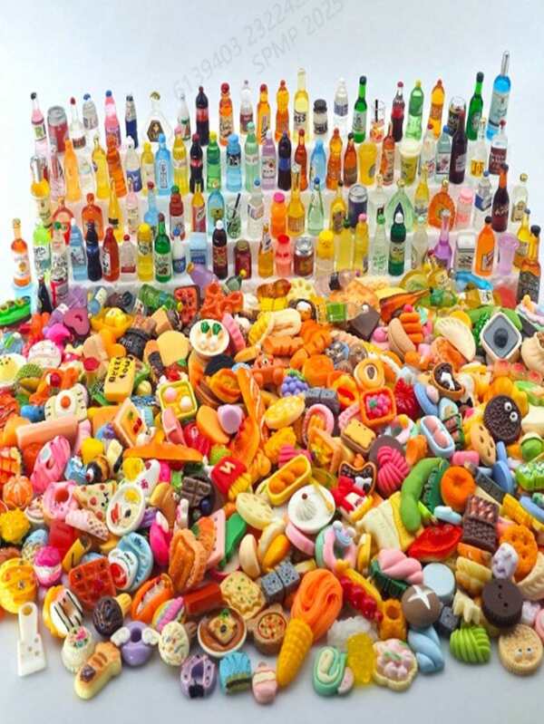Mini Drink Bottle Toys Mixed Style Resin Food Dolls Kitchen Pretend Play Mini Food Dolls Diy Accessories For Adults And Teens - Random Styles