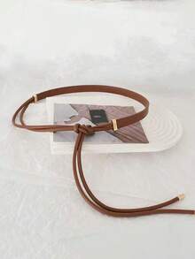 1 Stück schwarzer eleganter, minimalistischer Mode Lederseil geknoteter Taillengürtel, geeignet für Kleider, Hemden, Jacken, für Dates, zum Pendeln, zu Anlässen