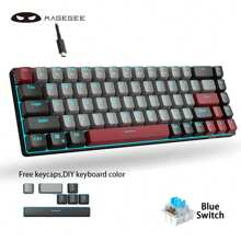 MageGee Box 65% 机械键盘，有线游戏键盘，带蓝/红轴，Type-C，68 键，LED 背光，迷你紧凑型键盘，适用于笔记本电脑、Windows PC 和游戏 - 彩色 - 查看 12
