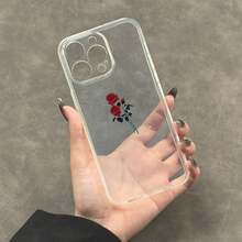 Rose Pattern Phone Case, UV Printing Mobile Phone Protective Case, 360 Degree Full Protection, Suitable For Iphone 11 12 13 14 15 16 Pro Max XR X/ XS 7 8 Plus SE Mini, With New Personality Creative For Smart Phone Case - Transparent - View 7