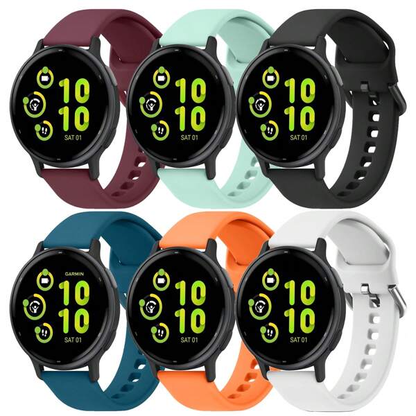 أشرطة متوافقة مع ساعات Galaxy Watch 7 6 5 4 بمقاسات 20مم و22مم لأحجام 40مم و44مم /Vivoactive 5 / Vivoactive 3 / Venu 2Plus / Venu Sq / Venu / Galaxy Watch 5 Pro 45مم / Watch 4 6 Classic 42مم 46مم 43مم 47مم / Active 2 Watch / Watch 3 41مم أشرطة ساعات للنساء والرجال، سيليكون ناعم لاستبدال أحزمة الرياضية ل- Vivomove Sport، و Forerunner 645/245/Galaxy Watch 46مم/Galaxy Watch 3 45مم/Gear S3 Classic/Frontier