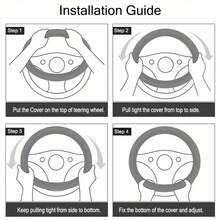 1pc/ 2pcs Durable Carbon Fiber Steering Wheel Cover - Anti-Slip, Slip-Resistant Design, Premium Faux Leather, Universal - Stylish Car Interior Accessory For Women And Men - 咖啡 - 查看 4