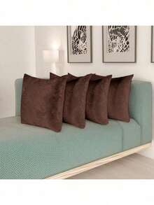 Kit Of 4 Decorative Cushion Covers With Jacquard Zipper - Rust Brown - View 1