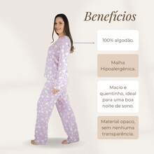 Women's Cotton Pajamas Long Sleeve With Trousers Winter Adult – Purple Sheep - Màu Lilac Tím - Xem 7