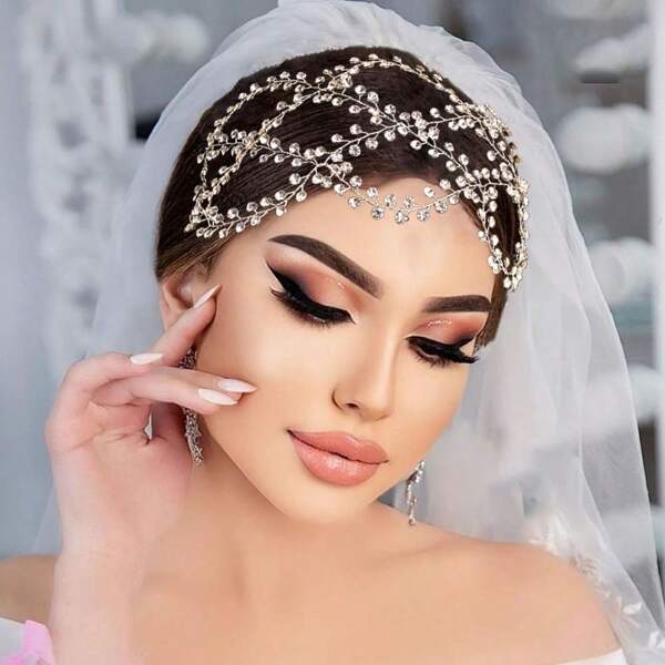 1 pieza Diadema de novia de mujer con cristales plateados, diadema de pelo de strass cruzado personalizada, adecuada para boda, fiesta diaria