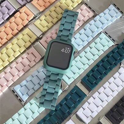 1pc Resin Candy Color Apple Watch Band Strap, Compatible With Apple Watch 41mm 45mm 38mm 42mm 44mm 40mm 49mm S10 42mm S10 46mm, Macaron Replacement Wristband For Series 8 7 6 5 4 3 2 1, (Watch Case Not Included)