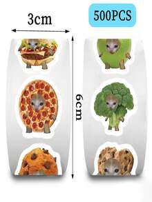 500张/卷动物猫和蔬菜贴纸，学校奖励贴纸，文具贴纸，礼品装饰标签，适用于学校用品，返校