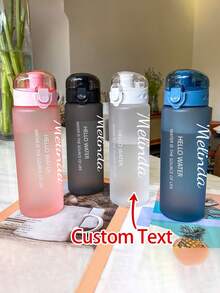 1pc Personalized Kids Gradient Color Water Bottle, Students Lightweight Sports Plastic Cup, Large Capacity Portable Hiking Mug,Multi-Functional,Ornamental,Letter,Stylish,Modern,Colorful,Cute,Adorable,Casual,Custom,Personalised,Unique,Customized,Ideal Gifts For Him,Ideal Gifts For Her - Multicolor - View 2