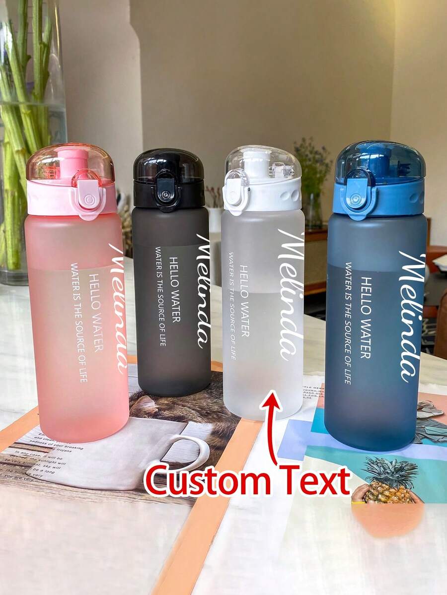 1pc Personalized Kids Gradient Color Water Bottle, Students Lightweight Sports Plastic Cup, Large Capacity Portable Hiking Mug,Multi-Functional,Ornamental,Letter,Stylish,Modern,Colorful,Cute,Adorable,Casual,Custom,Personalised,Unique,Customized,Ideal Gifts For Him,Ideal Gifts For Her