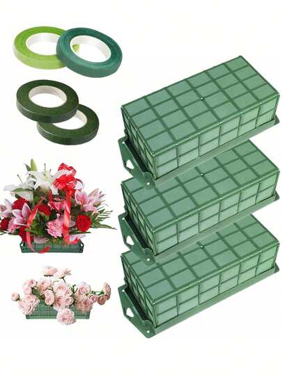 2 piezas/1 pieza Caja cuadrada de espuma para flores colgante, Jaula rectangular de flores para decoración de pared, centro de mesa con flores frescas para bodas, fiestas de Navidad, decoración duradera de espuma floral para stand, con cinta adhesiva para flores frescas en decoración interior del hogar y jardín. Jaula floral apta para fiestas de cumpleaños, bodas, fiestas temáticas, Halloween, Navidad, regalos, eventos corporativos