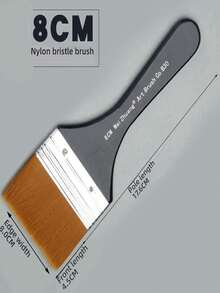 7 件套木柄尼龙刷毛平头画笔，适用于学生美术、水彩、丙烯画、墙绘、烧烤、油画、工艺用品 - 彩色 - 查看 13