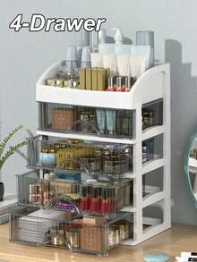 "4-Drawer Clear Cosmetic Organizer – For Makeup, Jewelry & Vanity Elegance" - trắng - Xem 4
