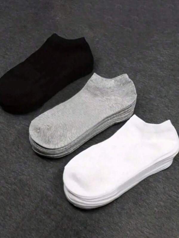15 pares/10 pares/5 pares/3 pares/1 par de calcetines bajos de color liso para hombre, que absorben la humedad y son adecuados para todas las estaciones