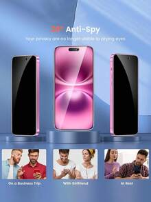 Protector de pantalla de vidrio templado 3 en 1 para Apple, cobertura de pantalla completa, protección de privacidad, protector de pantalla de teléfono, protector de cubierta trasera de teléfono, compatible con 16/16 Plus/16 Pro/16 Pro Max/15 Pro Max/15 Pro/15 Plus/15/14 Pro Max/14/14 Pro/14 Plus/13 Pro Max/13/13 Pro/12 Pro Max/12/12 Pro/11/XR/XS Max/XS. Incluye 1 protector de pantalla de privacidad, 1 protector de lente de cámara y 1 protector de cubierta trasera de teléfono. - Negro - Ver 3