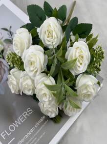 1/3/5 piezas Ramo de Flores de Rosa Artificial, Decoración del Hogar, Centro de Mesa, Prop de Fotografía, Decoración para Bodas de Jardín al Aire Libre, Corsage de Muñeca para Novias, Decoración de Fiesta, Adorno de Año Nuevo, Arreglo de Rosas