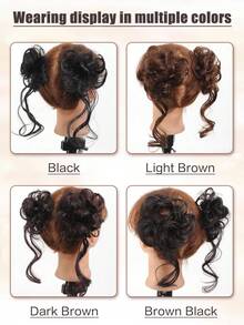 1pc/2pcs Synthetic Messy Updo Hair Bun Chignon Scrunchies Fake Hair Band Braid Elastic Hairpiece Tail For Women Synthetic Curly Ponytail - Multicolor - View 4