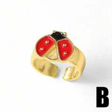 Nuevo anillo ajustable de gota de aceite de insecto chapado en oro de 18K de cobre para uso diario de mujeres