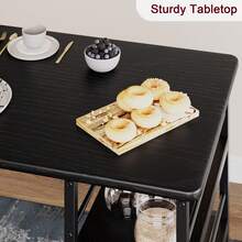 3 Piece Breakfast Bar Table Set, Bar Table And Chairs Set  Industrial Bar Table Set With Storage Shelves Space Saving Bar Table And PU Leather Stools For 2 - Black - View 5