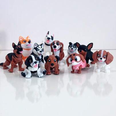 Figura decorativa de perro Spaniel lindo y adorable impresa en 3D, escultura de escritorio de plástico, regalo festivo