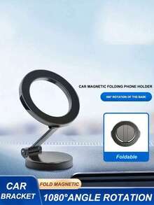 Metal Magnetic Car Phone Holder – 360° Rotating & Folding Design, Powerful Neodymium Magnets, Universal Fit For All Smartphones, Easy One-Hand Operation, Compact & Stable, Premium Dashboard Or Center Console Mount - Black - View 13