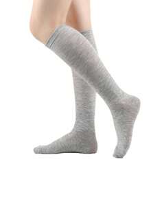 1 Pair Children's Casual Versatile Knee-High Socks, Girls' Solid Color Dance Socks, Suitable For 7-12 Years Old Boys And Girls For Daily Wear