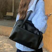 Korean Style Large Capacity Single Shoulder Women's Bag Versatile Vintage Underarm Bag Autumn 2025 New Arrival Tote Bag - 棕色-無吊墜 - 查看 7